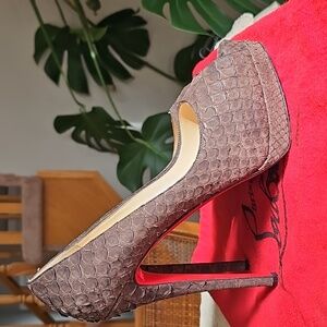 Louboutin Python Peep-Toe Heels